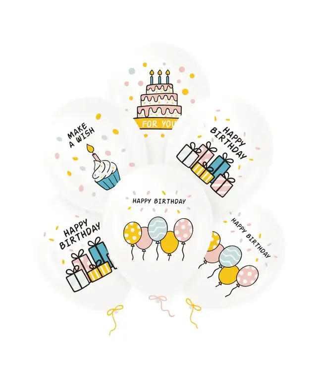 Ballonnenmix happy birthday | Vrolijk | 6 stuks