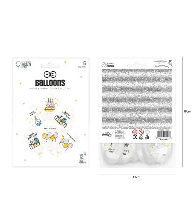 Ballonnenmix happy birthday | Vrolijk | 6 stuks