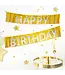 Banner happy birthday | goud en zilver | 200 cm