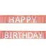 Banner Happy birthday | Rosegoud en zilver | 200 cm