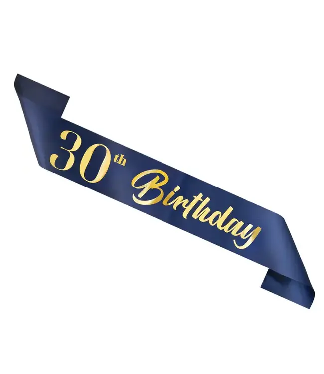 PartyPal Verjaardagssjerp 30 jaar | marineblauw en goud | 10 x 160 cm