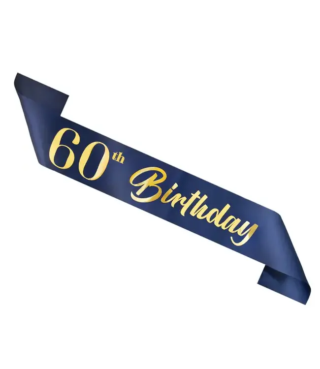 PartyPal Verjaardagssjerp 60 jaar | marineblauw en goud | 10 x 160 cm