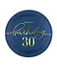 Papieren bordjes happy birthday | 30 jaar | marineblauw en goud | 6 stuks