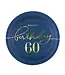 Papieren bordjes happy birthday | 60 jaar | marineblauw en goud | 6 stuks