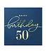 Servetten happy birthday | 50 jaar | marineblauw en goud | 10 stuks