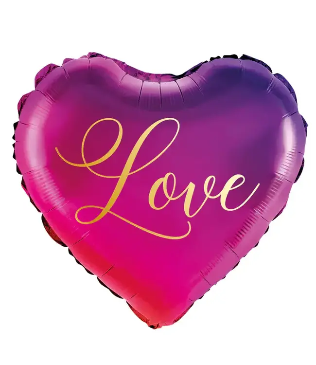 Folieballon hart love chique | paars/rood/goud | 45 cm