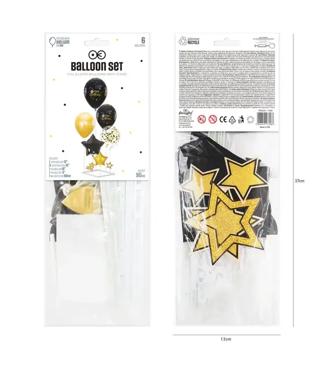 DIY ballonnen set happy birthday | zwart en goud | 6 stuks