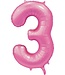 Cijferballon 3 lichtroze | 86cm