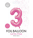 Fiesta Cijferballon 3 lichtroze | 86cm