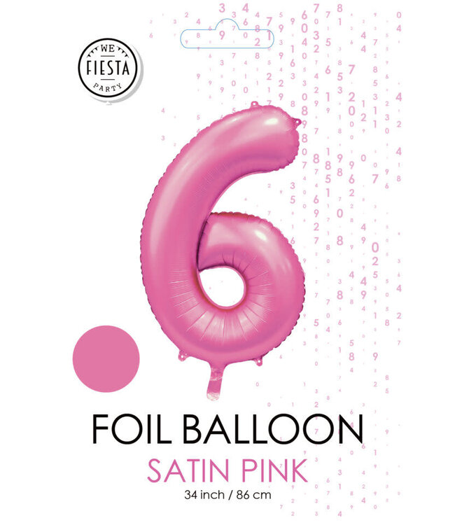 Cijferballon 6 lichtroze | 86cm