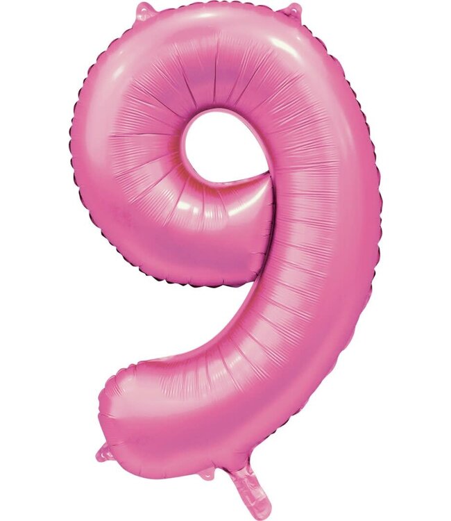 Cijferballon 9 lichtroze | 86cm