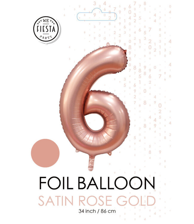 Cijferballon 6 rosé goud | 86cm