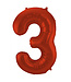 OUTLET Cijferballon 3 rood - 86cm