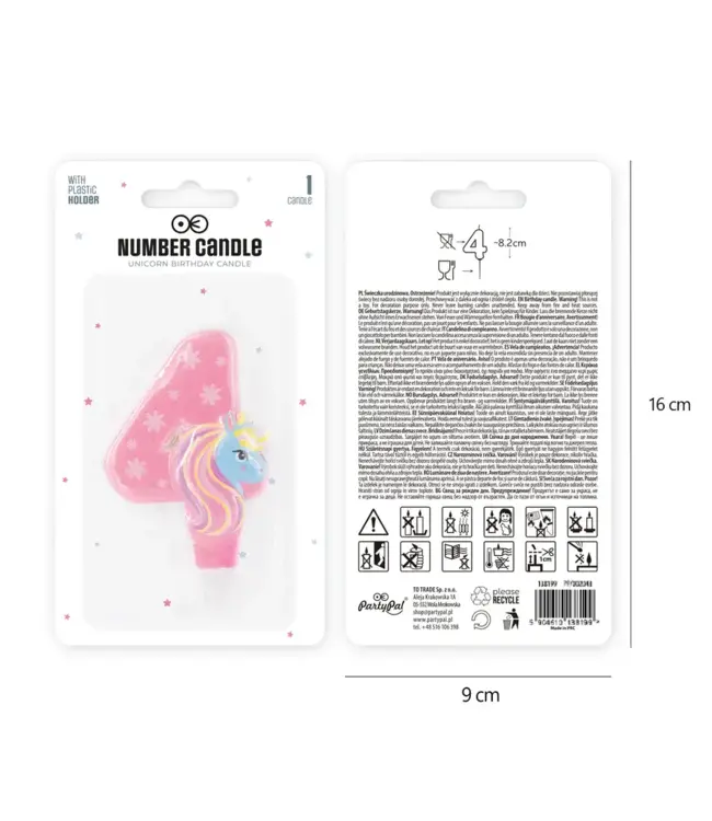 Unicorn kaarsje | cijfer 4