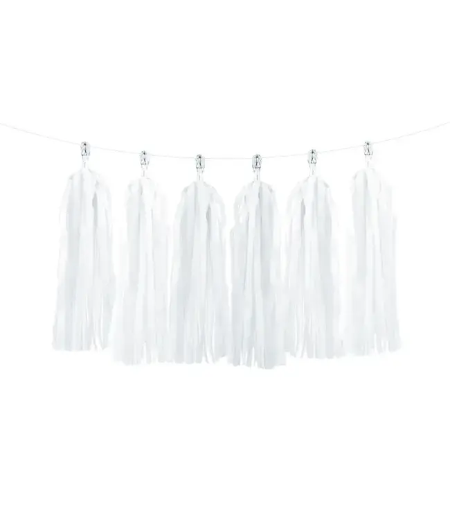 Tassel slinger wit | 1,5 meter | 12 tassels | DIY