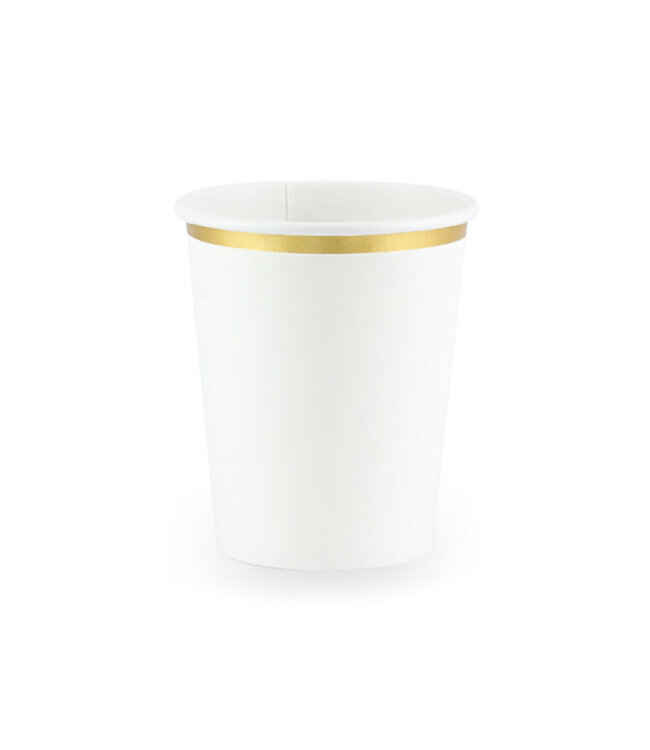 Papieren bekertjes met gouden rand | 6 stuks