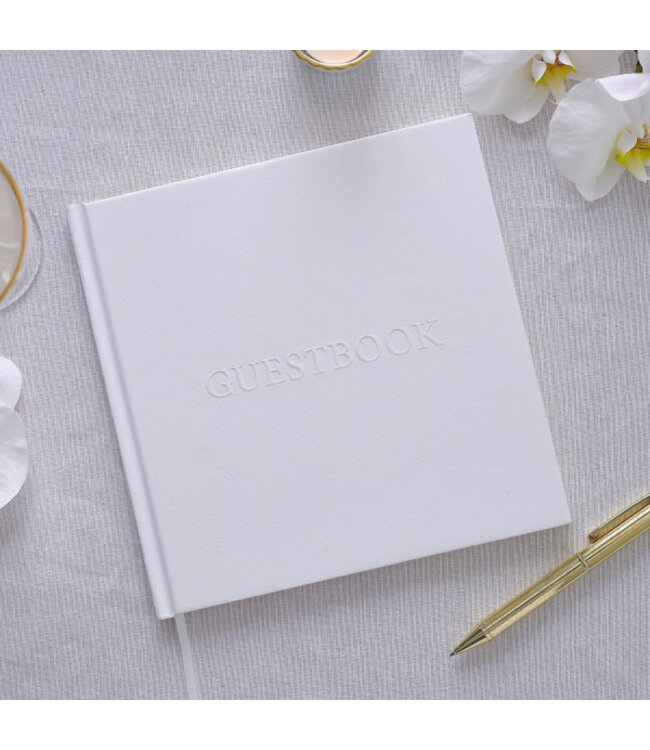 Gastenboek | wit met gouden papierranden