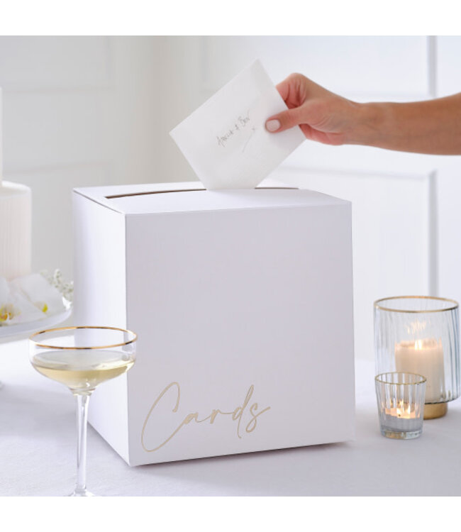 Enveloppendoos | Wit met gouden tekst | 25 x 25 x 25cm