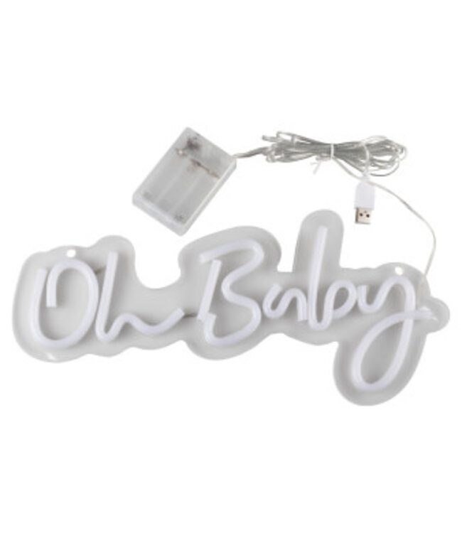 Neon bord 'Oh baby' | 17 x 34 cm