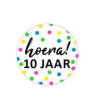 KP Stickers 10 Jaar | Zwart wit + Neon stippen | 20 stickers