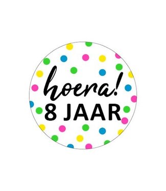 KP Stickers 8 Jaar | Neon stippen | 20 stickers