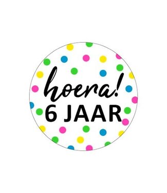 KP Stickers 6 Jaar | Zwart wit + Neon stippen | 20 stickers