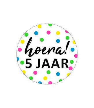 KP KP Stickers 5 Jaar | Zwart wit + Neon stippen | 20 stickers