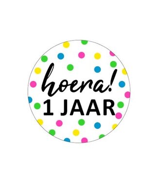 KP Stickers 1 jaar | Zwart wit + Neon stippen | 20 stickers