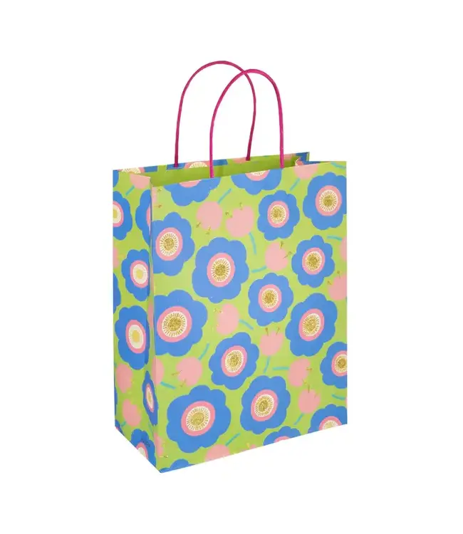 OUTLET Cadeautasje bloemen | Gouden glitters / groen | 26 x 32 x 12