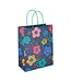 Cadeautasje bloemen klein | Gouden glitters / blauw | 21 x 25 x 10