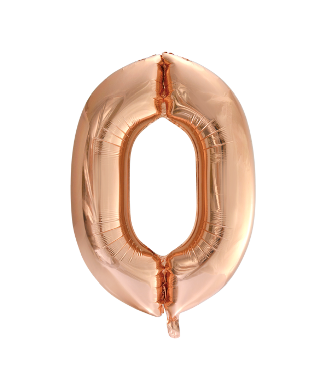 Cijferballon 0 | Rose goud | 86cm
