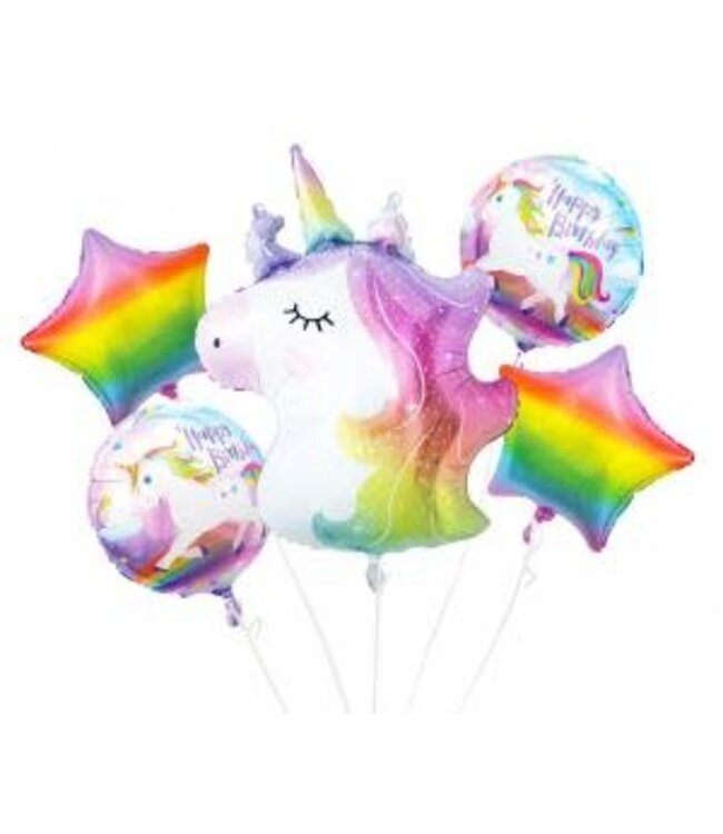 Unicorn folieballonnenset | 5 stuks