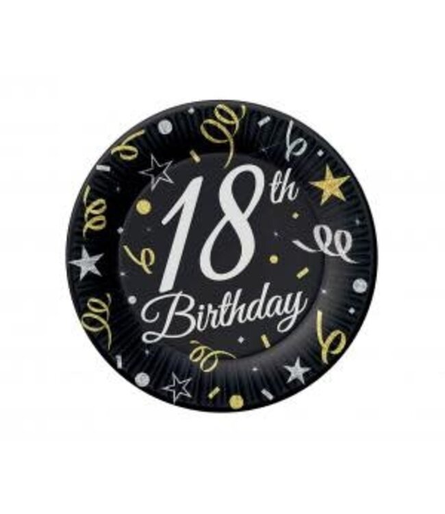 Papieren bordjes | 18th birthday | 18cm | 6 stuks