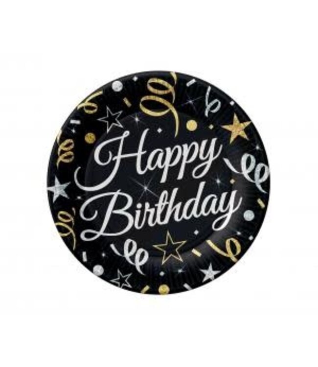 Papieren bordjes | Happy Birthday | 18cm | 6 stuks