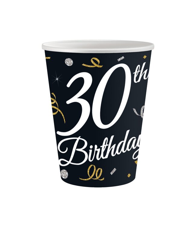 Papieren bekers 30 jaar | 6 stuks