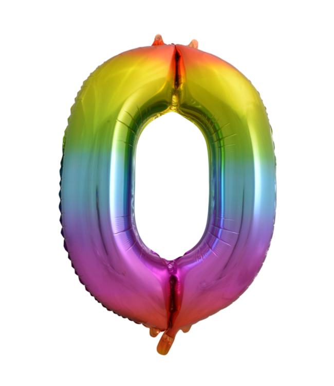 Globos Cijferballon 0 | Regenboog | 86 cm