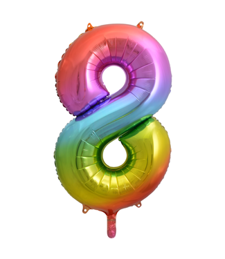 Globos OUTLET Cijferballon 8 | Regenboog | 86 cm