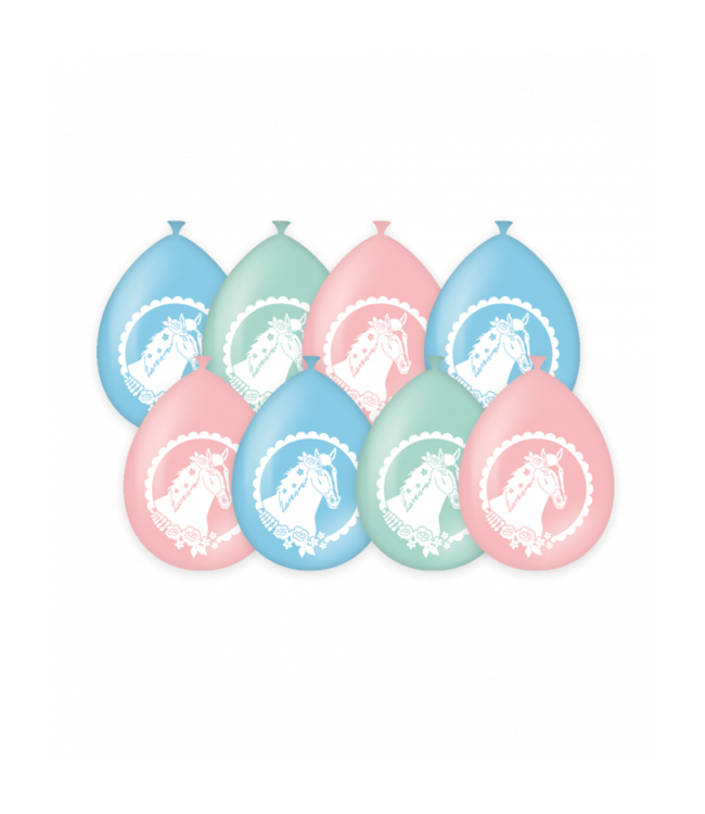 Ballonnen paarden pastel | 8 stuks