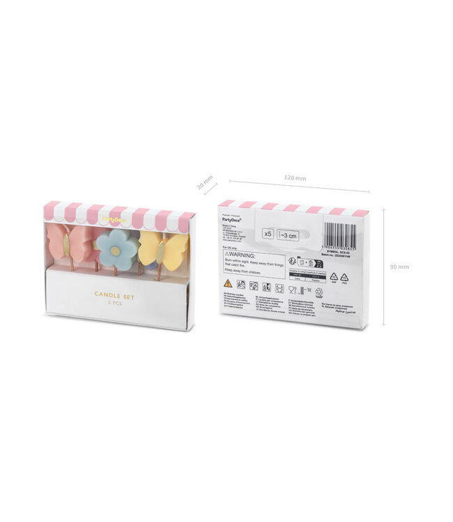 Verjaardagskaarsjes vlinders | 5 stuks