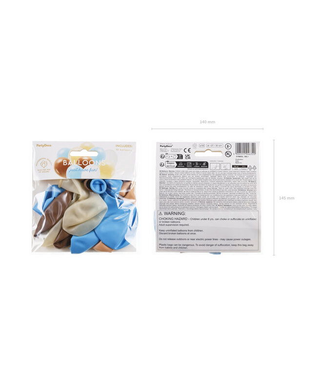 Ballonnen mix | wit, beige, bruin en blauw | 10 stuks