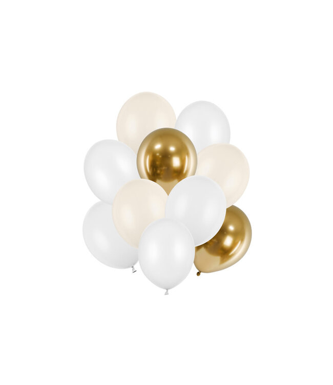 PartyDeco Ballonnen mix | wit, beige, goud | 10 stuks