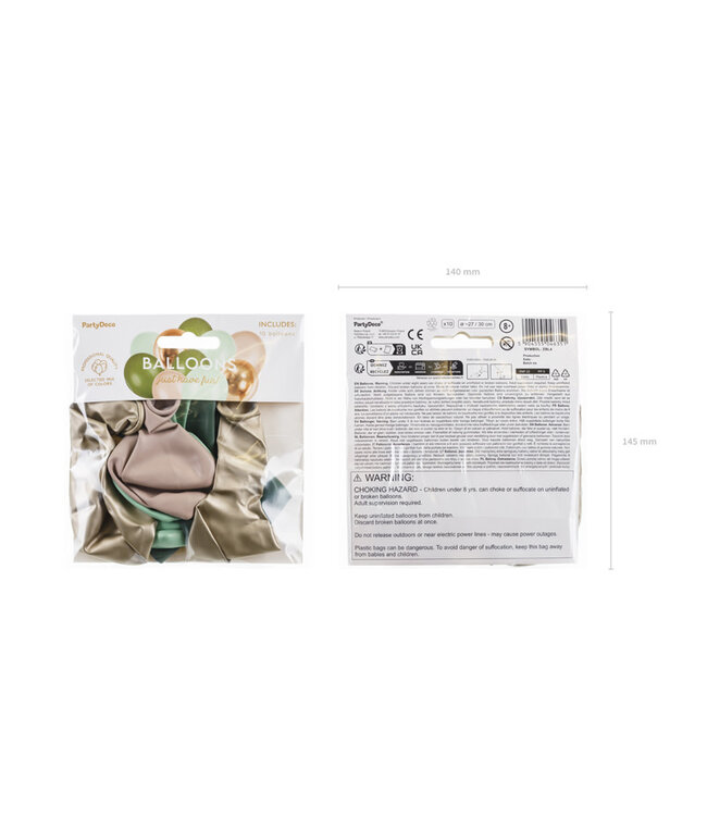 Ballonnen mix | Groen, nude en goud | 10 stuks