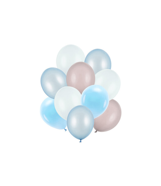 PartyDeco Ballonnen mix | blauw en grijs | 10 stuks