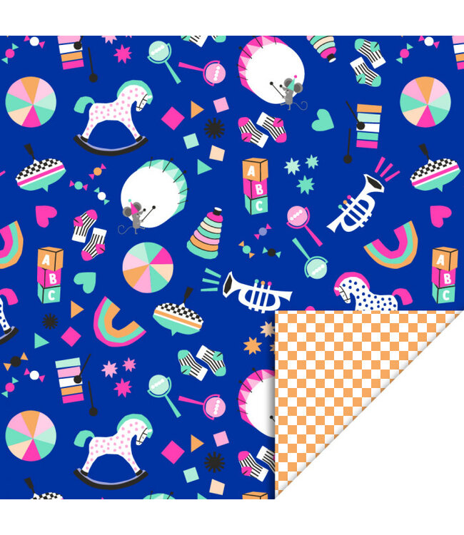 Cadeaupapier Toy story bright - Check orange | 70 x 300 cm