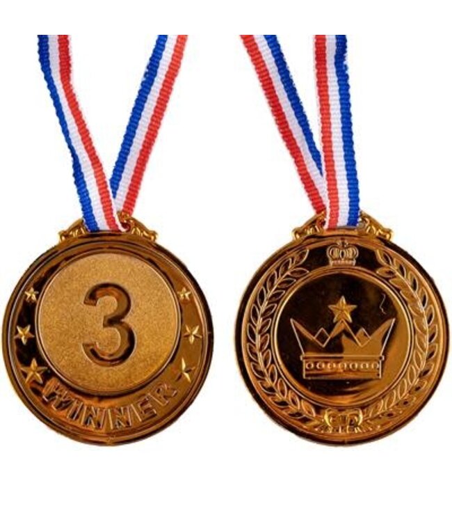 3 Medailles goud, zilver, brons