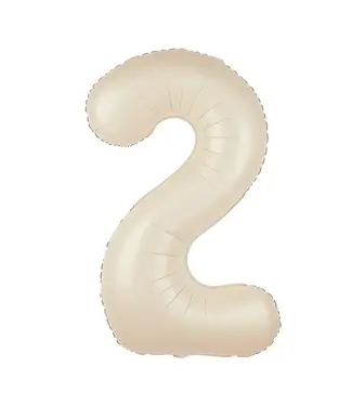 PartyPal Cijferballon 2 Nude / Creme | 100 cm