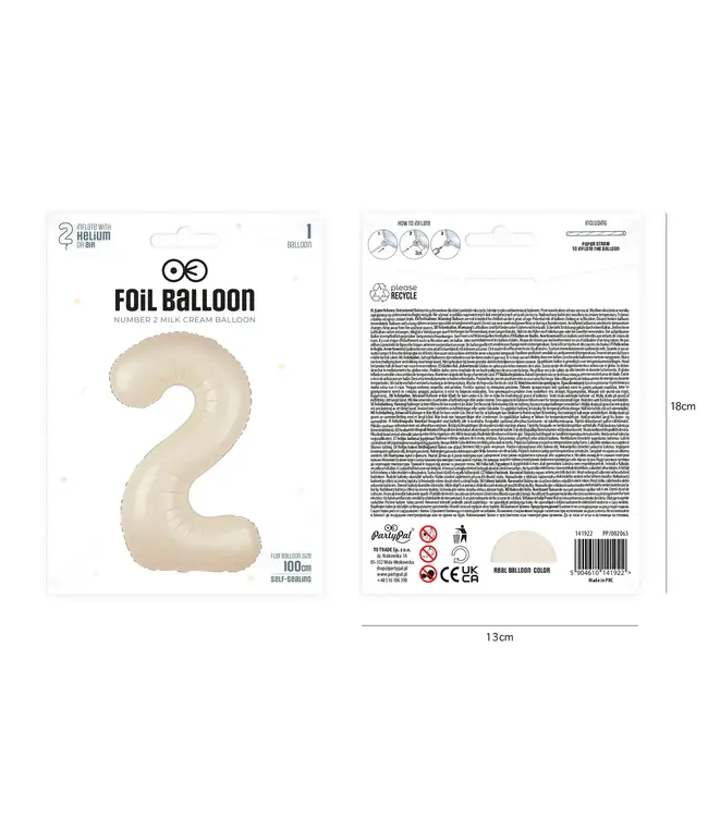 Cijferballon 2 Nude / Creme | 100 cm
