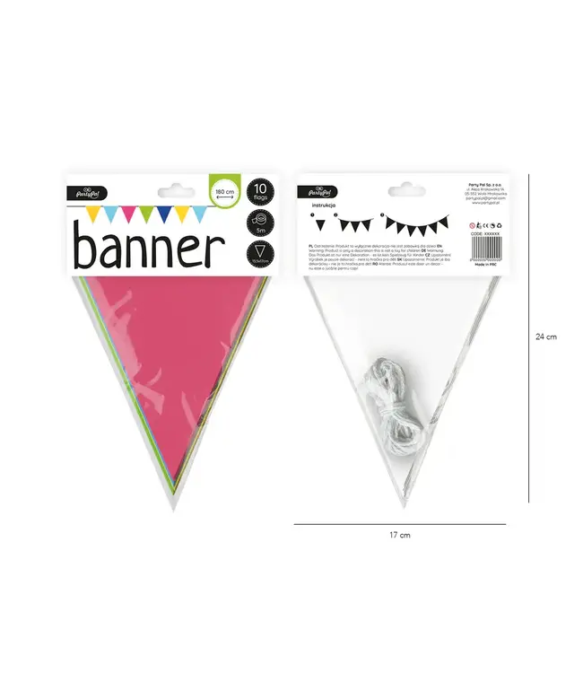 Vlaggetjes papier gekleurd | 180 cm