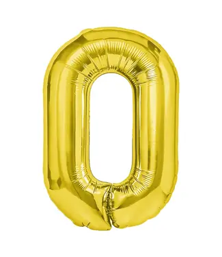 PartyPal Cijferballon 0 goud | 100 cm
