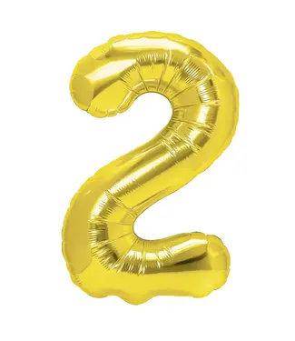 PartyPal Cijferballon 2 goud | 100 cm